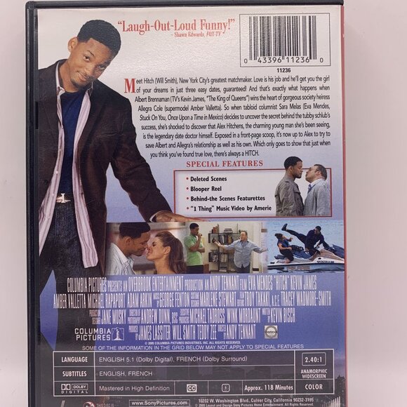 Hitch DVD Will Smith Widescreen Rated PG13 Sony Pictures - Picture 2 of 3